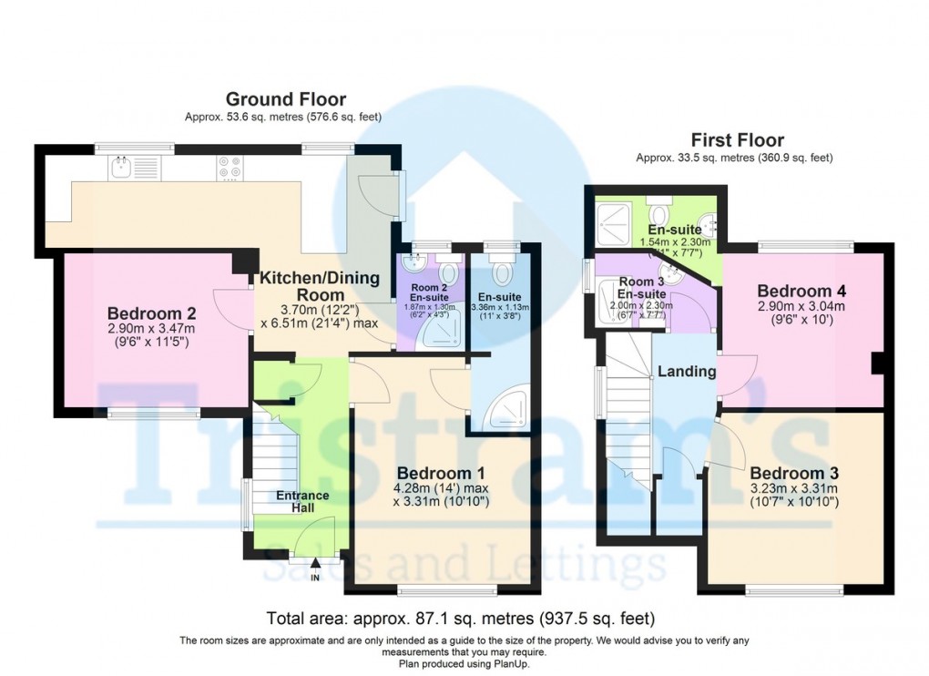 Floorplan for Room 1, Hucknall Lane, Nottingham