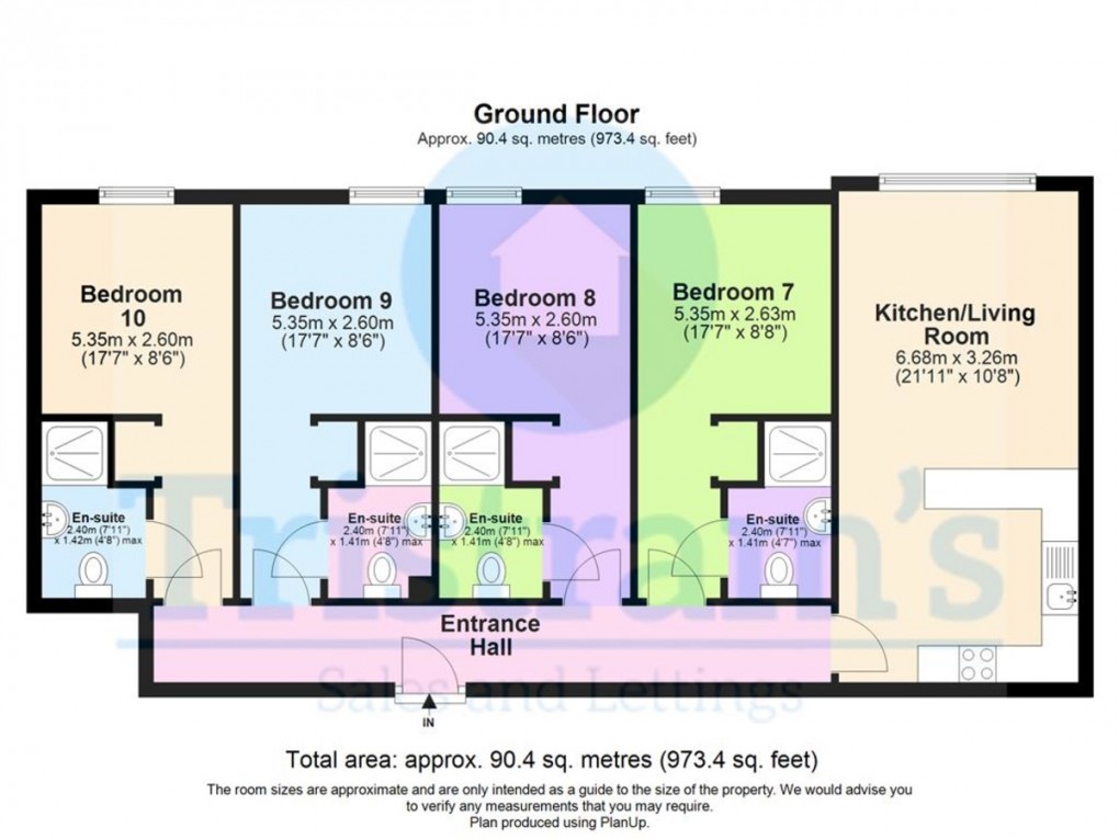 Floorplan for PROFESSIONAL Ensuite Rooms INC BILLS, Beeston